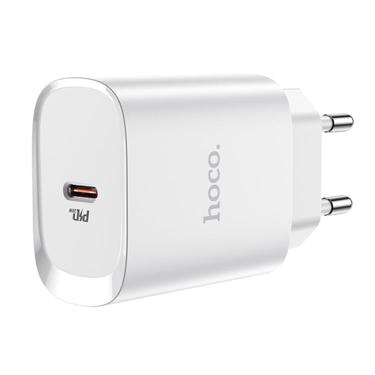 hoco N14 PD 20W Single Port Smart Travel Charger Power Adapter, EU Plug(White) - USB Charger by hoco | Online Shopping South Africa | PMC Jewellery