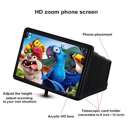 F10 12 inch Universal 3D Mobile Phone Screen Magnifying Glass Portable Video Magnifying Telescopic Mobile Phone Holder(Black) - Screen Magnifier by PMC Jewellery | Online Shopping South Africa | PMC Jewellery