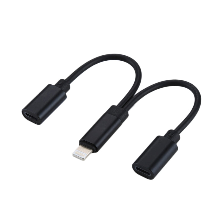 12cm 8 Pin Male to Dual 8 Pin Female Adapter Cable, For iPhone XR / iPhone XS MAX / iPhone X & XS / iPhone 8 & 8 Plus / iPhone 7 & 7 Plus / iPhone 6 & 6s & 6 Plus & 6s Plus / iPad, Support IOS 11.2(Black) - Cable & Splitter by PMC Jewellery | Online Shopping South Africa | PMC Jewellery