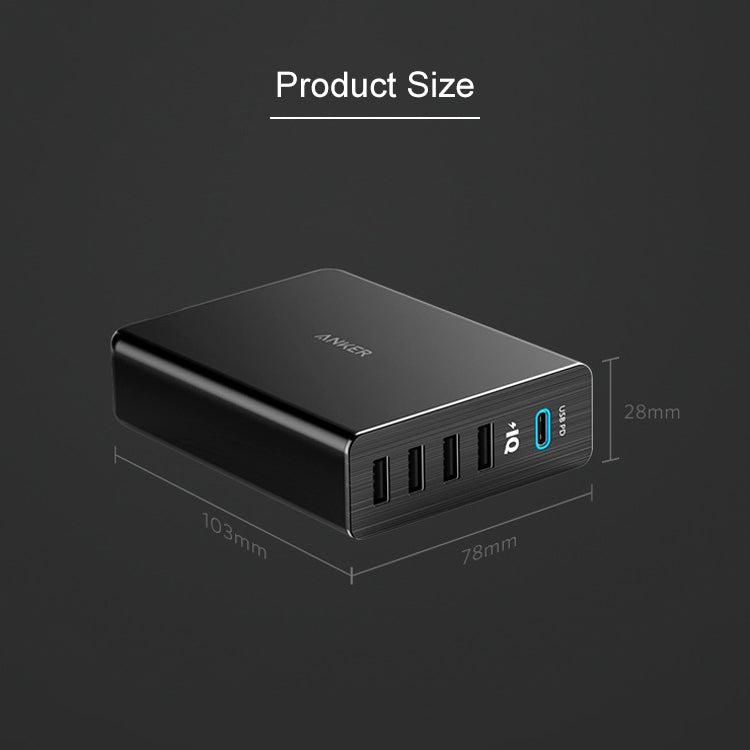 ANKER 2.4A USB-C / Type-C Power Delivery PD + 4 Ports Wall Changer for Mobile Phones / Tables / Macbooks(Black) - Multifunction Charger by ANKER | Online Shopping South Africa | PMC Jewellery