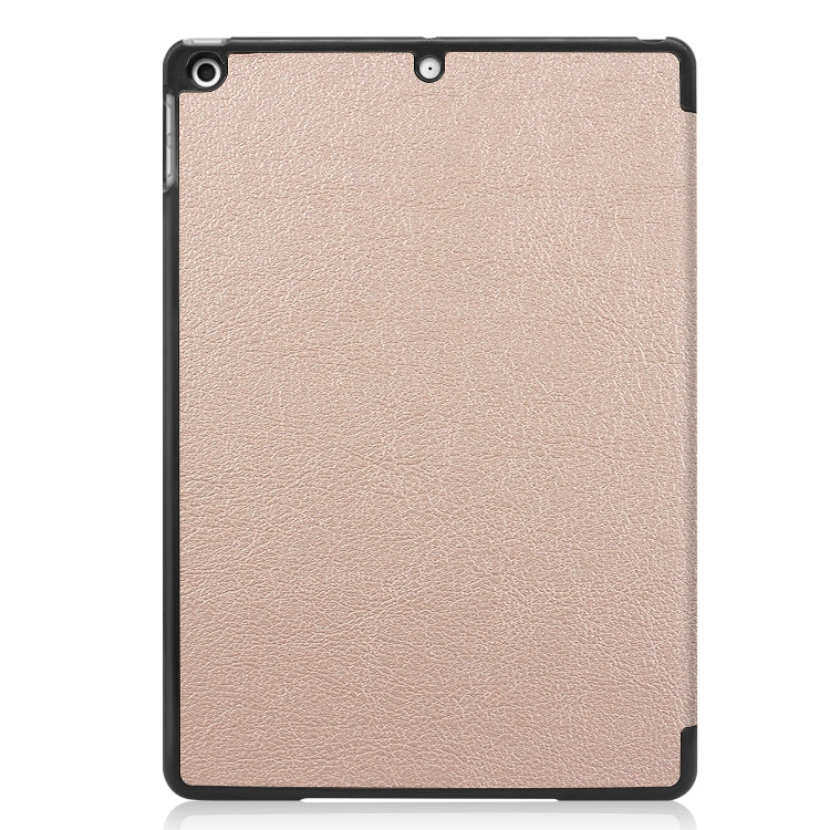 For iPad 10.2 Custer Texture Horizontal Flip Smart PU Leather Case with Sleep / Wake-up Function & Three-folding Holder (Gold) - iPad 10.2 Cases by PMC Jewellery | Online Shopping South Africa | PMC Jewellery