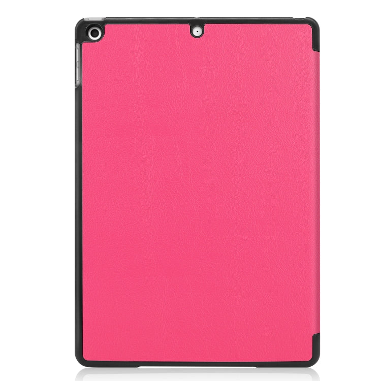 For iPad 10.2 Custer Texture Horizontal Flip Smart PU Leather Case with Sleep / Wake-up Function & Three-folding Holder (Rose Red) - iPad 10.2 Cases by PMC Jewellery | Online Shopping South Africa | PMC Jewellery