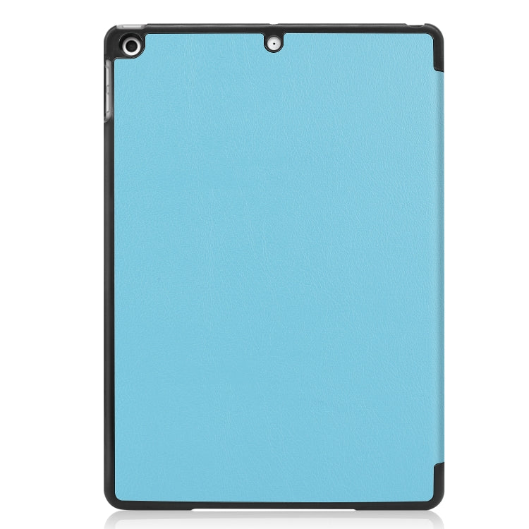 For iPad 10.2 Custer Texture Horizontal Flip Smart PU Leather Case with Sleep / Wake-up Function & Three-folding Holder (Sky Blue) - iPad 10.2 Cases by PMC Jewellery | Online Shopping South Africa | PMC Jewellery