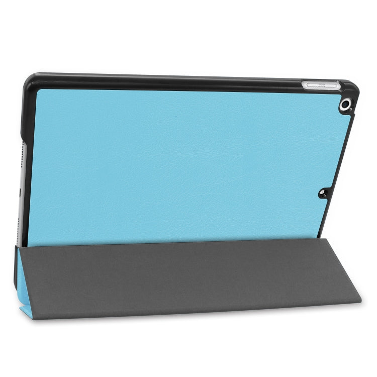 For iPad 10.2 Custer Texture Horizontal Flip Smart PU Leather Case with Sleep / Wake-up Function & Three-folding Holder (Sky Blue) - iPad 10.2 Cases by PMC Jewellery | Online Shopping South Africa | PMC Jewellery