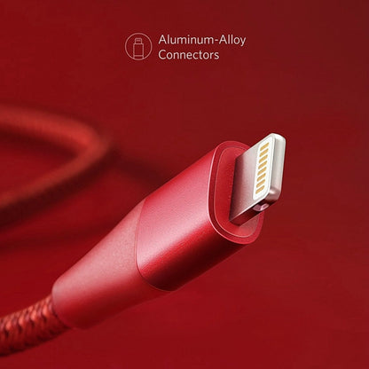 ANKER A8452 Powerline+ II USB to 8 Pin Apple MFI Certificated Nylon Pullable Carts Charging Data Cable, Length: 0.9m(Red) - MFI Cable by ANKER | Online Shopping South Africa | PMC Jewellery