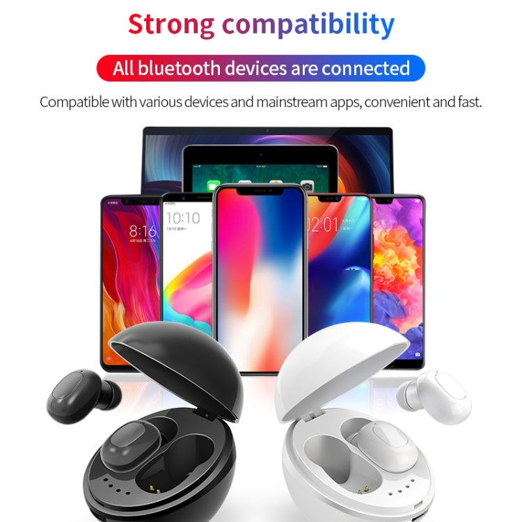 A10 TWS Space Capsule Shape Wireless Bluetooth Earphone with Magnetic Charging Box & Lanyard, Support HD Call & Automatic Pairing Bluetooth(White + Black) - TWS Earphone by PMC Jewellery | Online Shopping South Africa | PMC Jewellery