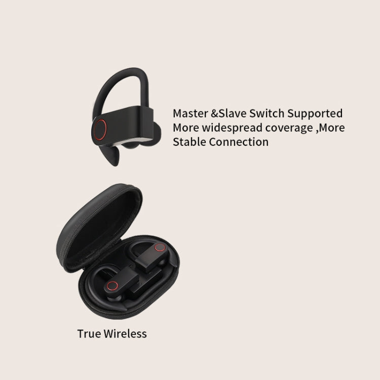 JHO-A9 TWS  Wireless Hanging Ear Type Bluetooth Earphone with Charging + Storage Integrated Zipper Bag, Support Voice Control(Black) - TWS Earphone by PMC Jewellery | Online Shopping South Africa | PMC Jewellery