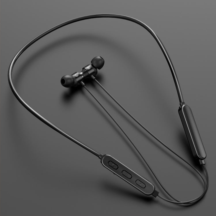 Bluetooth 5.1 Round Wire Neck-mounted Bluetooth Sports Earphone with Magnetic Function(Black) - Neck-mounted Earphone by PMC Jewellery | Online Shopping South Africa | PMC Jewellery