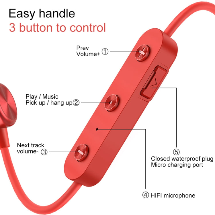 JOYROOM JR-D3S Bluetooth 4.2 Dual Battery Sports Bluetooth Headset Earphone(Red) - Neck-mounted Earphone by JOYROOM | Online Shopping South Africa | PMC Jewellery