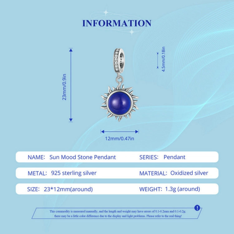 SCC2005-CF Sterling Silver S925 Zircon Temperature Sensitive Discoloration Sun Shape Pendant Accessories - Jewelry Accessories by PMC Jewellery | Online Shopping South Africa | PMC Jewellery