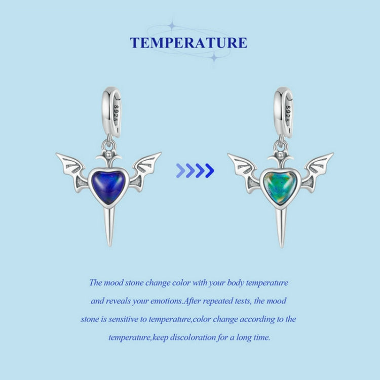 SCC2559 Sterling Silver S925 Temperature Sensitive Discoloration DIY Angel Wings Pendant Accessories - Jewelry Accessories by PMC Jewellery | Online Shopping South Africa | PMC Jewellery