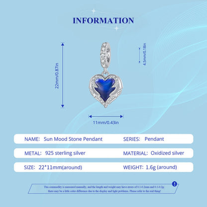 BSC900 Sterling Silver S925 Temperature Sensitive Discoloration Guardian Heart Pendant Accessories - Jewelry Accessories by PMC Jewellery | Online Shopping South Africa | PMC Jewellery