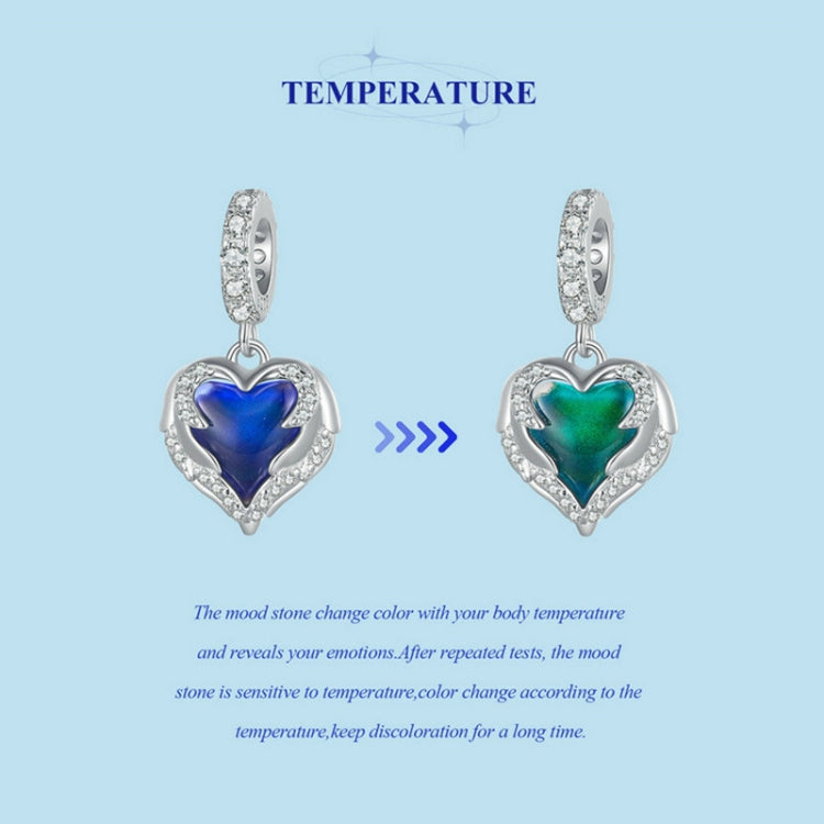 BSC900 Sterling Silver S925 Temperature Sensitive Discoloration Guardian Heart Pendant Accessories - Jewelry Accessories by PMC Jewellery | Online Shopping South Africa | PMC Jewellery