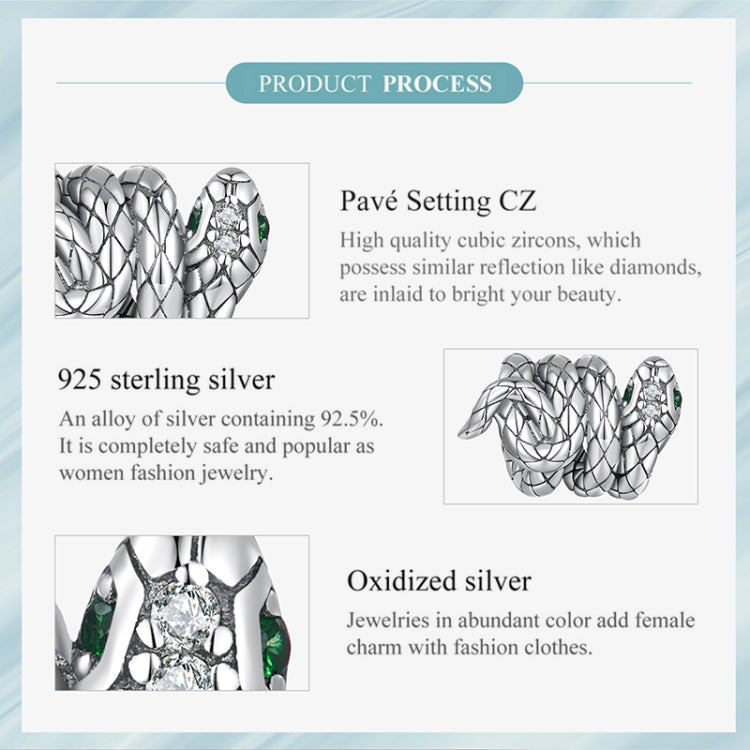 SCC2549 S925 Sterling Silver Coiled Snake Pendant Accessories DIY Bracelet Beads - Jewelry Accessories by PMC Jewellery | Online Shopping South Africa | PMC Jewellery