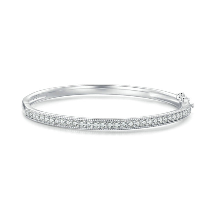 BSB130-17 Sterling Silver S925 White Gold Plated Zircon Thin Glitter Bracelet - Bracelets by PMC Jewellery | Online Shopping South Africa | PMC Jewellery