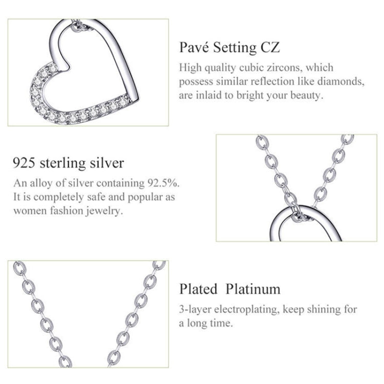 SCN347-B Sterling Silver S925 Zircon Simple Fashion Hollow Heart Shape Necklace(Gold) - Necklaces & Pendants by PMC Jewellery | Online Shopping South Africa | PMC Jewellery