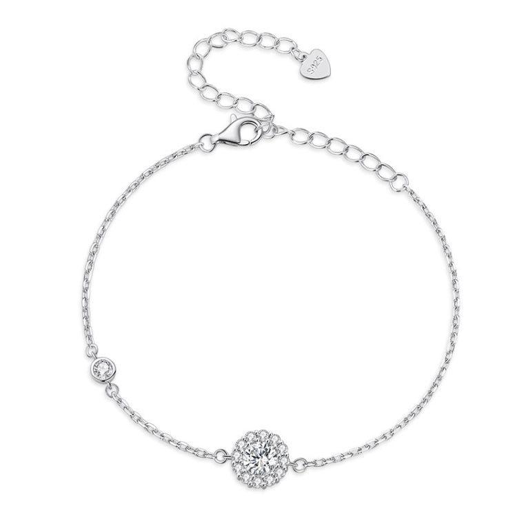 MSB007 Sterling Silver S925 White Gold Plated Zircon Moissanite Simple Bracelet - Bracelets by PMC Jewellery | Online Shopping South Africa | PMC Jewellery
