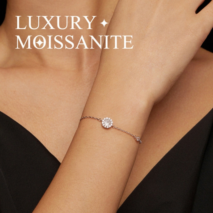 MSB007 Sterling Silver S925 White Gold Plated Zircon Moissanite Simple Bracelet - Bracelets by PMC Jewellery | Online Shopping South Africa | PMC Jewellery