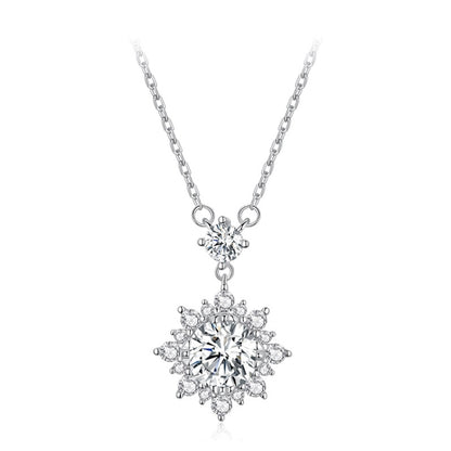 MSN017 Sterling Silver S925 Platinum Plated Zircon Simple Light Luxury Necklace - Necklaces & Pendants by PMC Jewellery | Online Shopping South Africa | PMC Jewellery