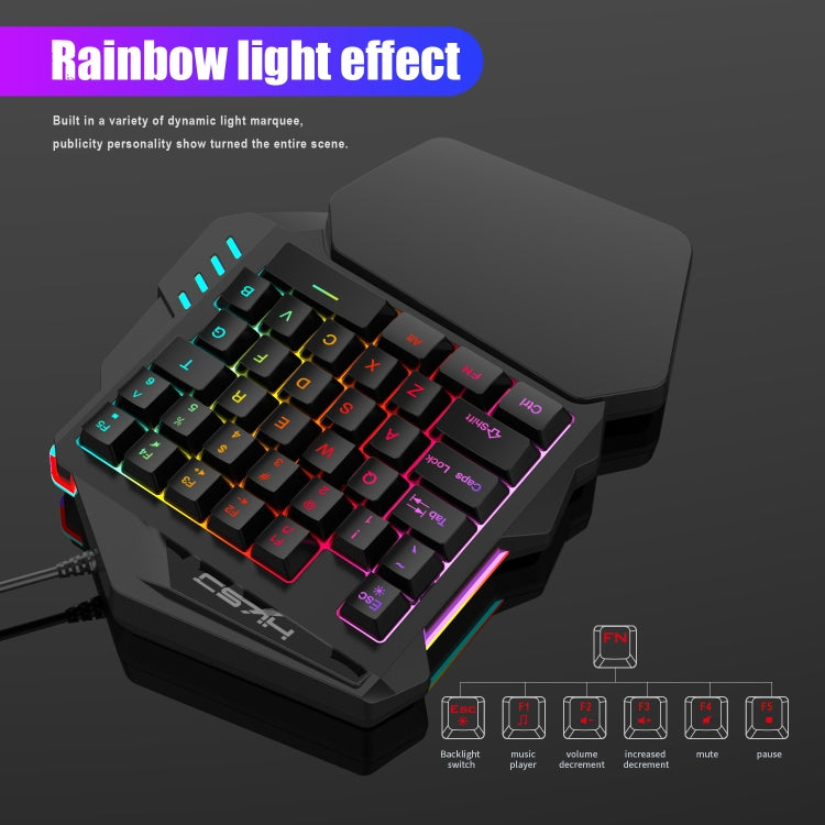 HXSJ V100 Universal One-hand 35-Keys Mechanical Blue Axis Seven-color Backlight Wired Gaming Keyboard, Length: 1.6m - Other Accessories by HXSJ | Online Shopping South Africa | PMC Jewellery