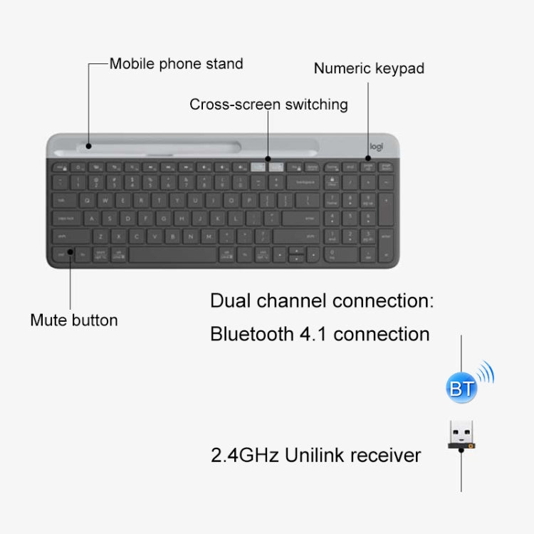 Logitech K580 Dual Modes Thin and Light Multi-device Wireless Keyboard with Phone Holder (Black) - Wireless Keyboard by Logitech | Online Shopping South Africa | PMC Jewellery