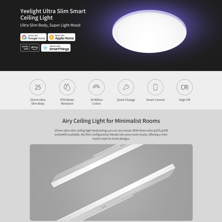 Yeelight Ultrathin Smart LED Ceiling Light, Diameter: 40cm - Hanging Light by Yeelight | Online Shopping South Africa | PMC Jewellery