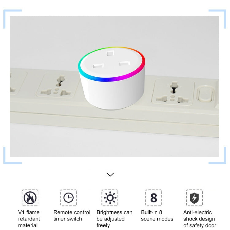 10A RGB Scene Light WiFi Remote Control Smart Socket Works with Alexa & Google Home, AC 220-240V, UK Plug - Smart Socket by PMC Jewellery | Online Shopping South Africa | PMC Jewellery