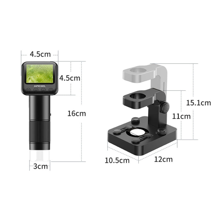 APEXEL MS003 Outdoor Portable HD Digital Microscope with Base - Digital Microscope by APEXEL | Online Shopping South Africa | PMC Jewellery