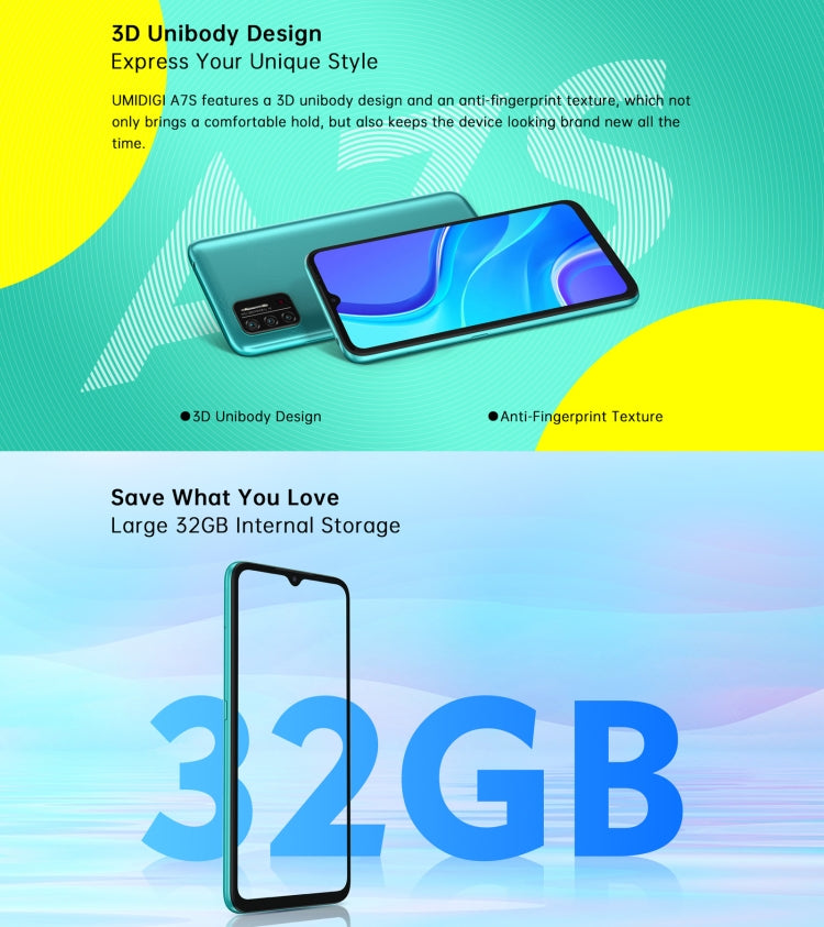 [HK Warehouse] UMIDIGI A7S, 2GB+32GB, Infrared Thermometer, Triple Back Cameras, 4150mAh Battery, Face Identification, 6.53 inch Android 10 MTK6737 Quad Core up to 1.25GHz, Network: 4G, OTG(Sky Blue) - UMIDIGI by UMIDIGI | Online Shopping South Africa | PMC Jewellery