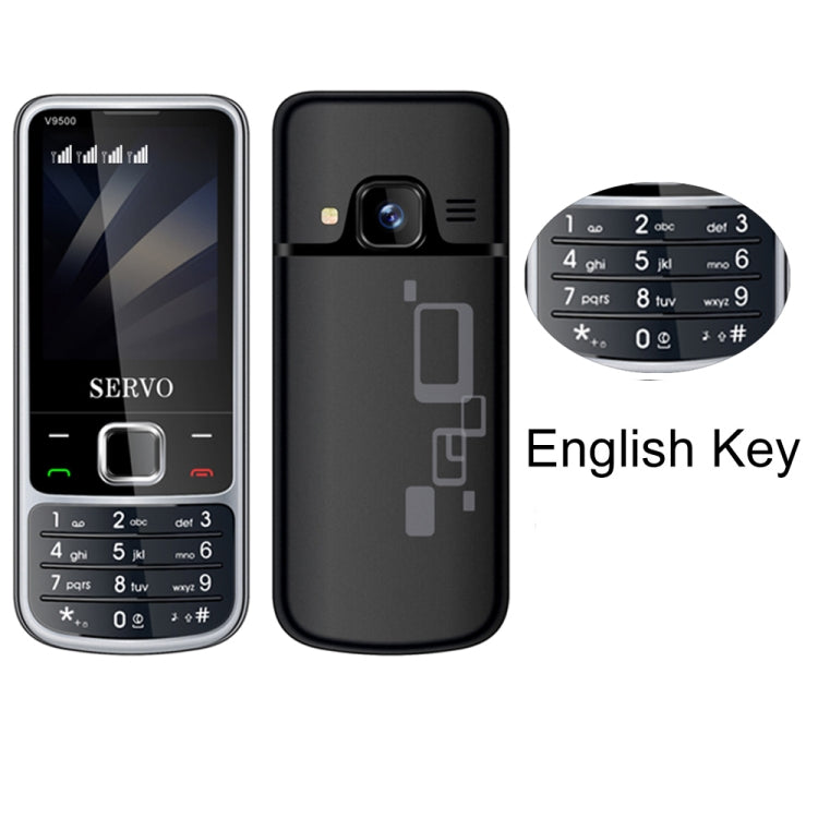 SERVO V9500 Mobile Phone, English Key, 2.4 inch, Spredtrum SC6531CA, 21 Keys, Support Bluetooth, FM, Magic Sound, Flashlight, GSM, Quad SIM(Black) - SERVO by SERVO | Online Shopping South Africa | PMC Jewellery