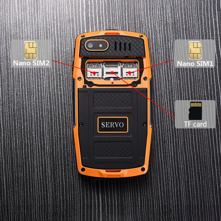 SERVO X7 Plus Rugged Phone, 2GB+16GB, IP68 Waterproof Dustproof Shockproof, Front Fingerprint Identification, 2.45 inch Android 6.0 MTK6737 Quad Core 1.3GHz, NFC, OTG, Network: 4G, Support Google Play(Yellow) - SERVO by SERVO | Online Shopping South Africa | PMC Jewellery