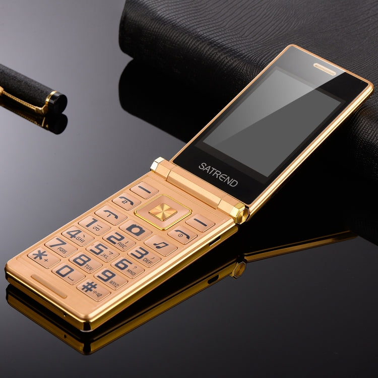 SATREND A15-M Dual-screen Flip Elder Phone, 3.0 inch + 1.77 inch, MTK6261D, Support FM, Network: 2G, Big Keys, Dual SIM(Gold) - SATREND by SATREND | Online Shopping South Africa | PMC Jewellery