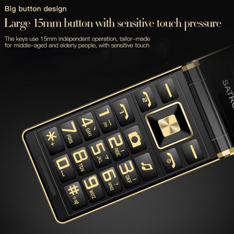 SATREND A15-M Dual-screen Flip Elder Phone, 3.0 inch + 1.77 inch, MTK6261D, Support FM, Network: 2G, Big Keys, Dual SIM(Gold) - SATREND by SATREND | Online Shopping South Africa | PMC Jewellery