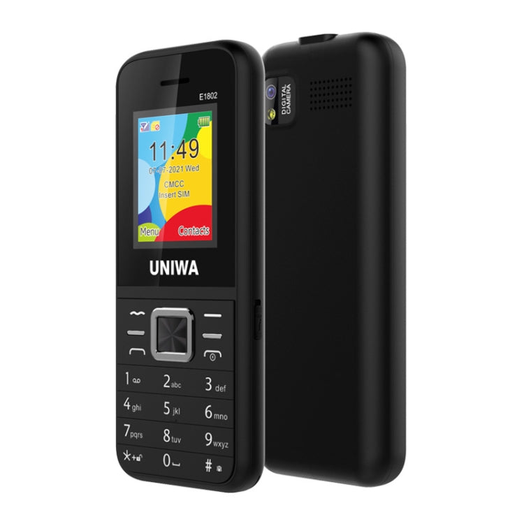 UNIWA E1802 Mobile Phone, 1.77 inch, 1800mAh Battery, SC6531DA, 21 Keys, Support Bluetooth, FM, MP3, MP4, GSM, Dual SIM(Black) - UNIWA by UNIWA | Online Shopping South Africa | PMC Jewellery