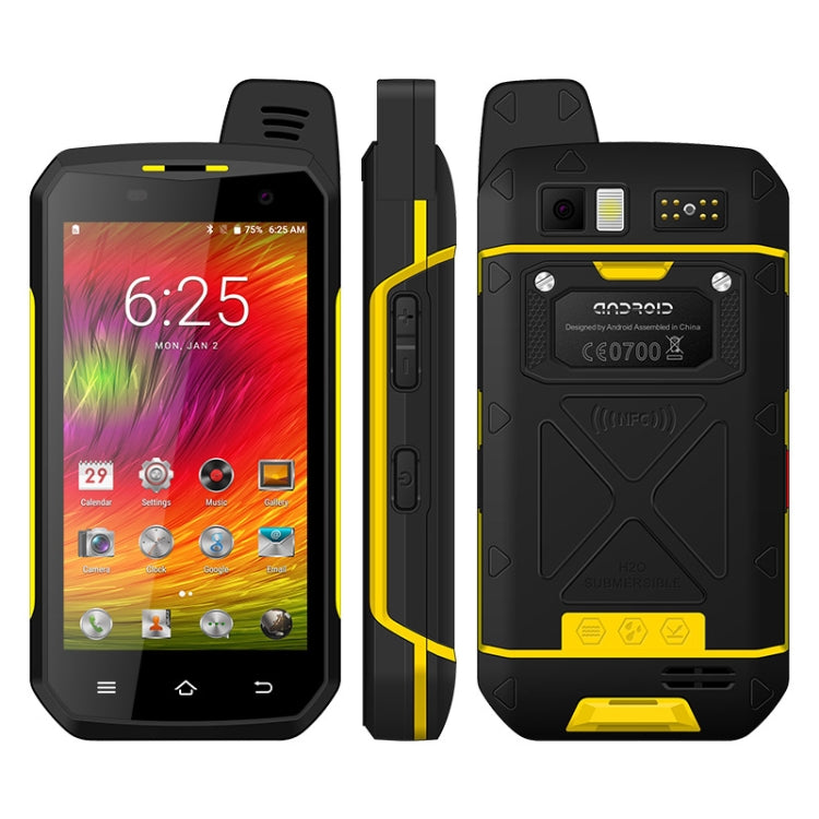 UNIWA B6000 PTT Walkie Talkie Rugged Phone, 2GB+16GB, IP68 Waterproof Dustproof Shockproof, 5000mAh Battery, 4.7 inch Android 9.0 MTK6762 Octa Core up to 2.0GHz, Network: 4G, NFC, OTG (Yellow) - UNIWA by UNIWA | Online Shopping South Africa | PMC Jewellery