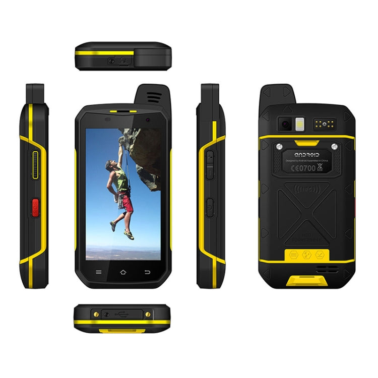 UNIWA B6000 PTT Walkie Talkie Rugged Phone, 2GB+16GB, IP68 Waterproof Dustproof Shockproof, 5000mAh Battery, 4.7 inch Android 9.0 MTK6762 Octa Core up to 2.0GHz, Network: 4G, NFC, OTG (Yellow) - UNIWA by UNIWA | Online Shopping South Africa | PMC Jewellery