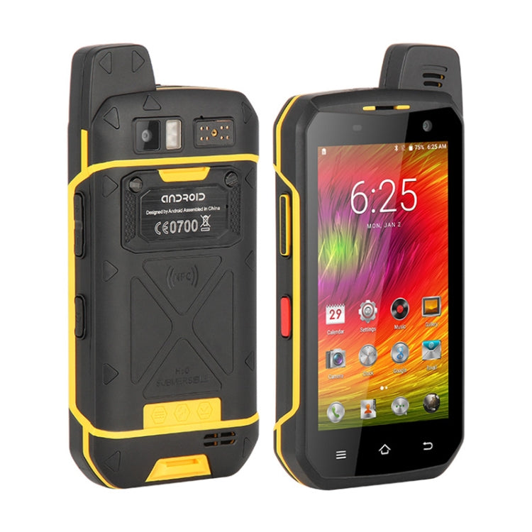 UNIWA B6000 PTT Walkie Talkie Rugged Phone, 4GB+64GB, IP68 Waterproof Dustproof Shockproof, 5000mAh Battery, 4.7 inch Android 9.0 MTK6762 Octa Core up to 2.0GHz, Network: 4G, NFC, OTG (Yellow) - UNIWA by UNIWA | Online Shopping South Africa | PMC Jewellery