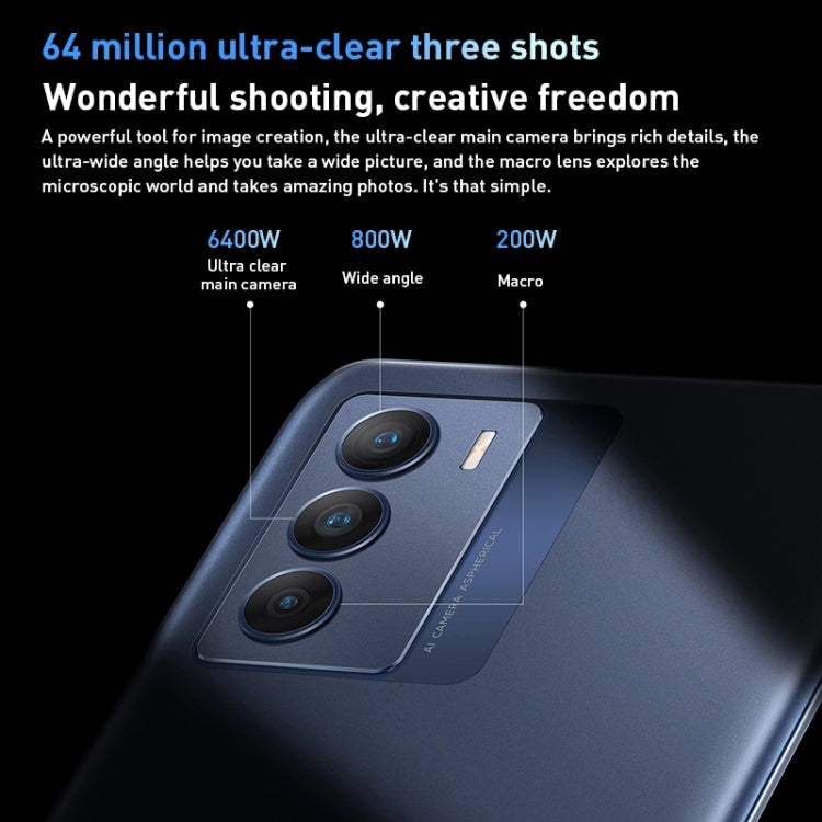 vivo T1 5G, 64MP Camera, 8GB+128GB, Triple Back Cameras, Face ID & Side Fingerprint Identification, 5000mAh Battery, 6.67 inch Android 11.0 OriginOS 1.0 Qualcomm Snapdragon 778G Octa Core up to 2.4GHz, OTG, Network: 5G(Blue) - vivo by VIVO | Online Shopping South Africa | PMC Jewellery