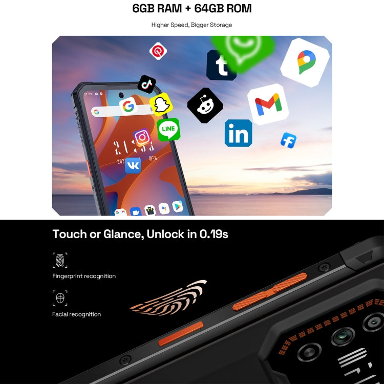 [HK Warehouse] IIIF150 Air 1 Rugged Phone, 6GB+64GB, IP68/IP69K Waterproof Dustproof Shockproof, Dual Back Cameras, Fingerprint Identification, 6.5 inch Android 12 MediaTek Helio G37 MTK6765 Octa Core up to 2.3GHz, Network: 4G, NFC, OTG(Black) - Other by IIIF150 | Online Shopping South Africa | PMC Jewellery