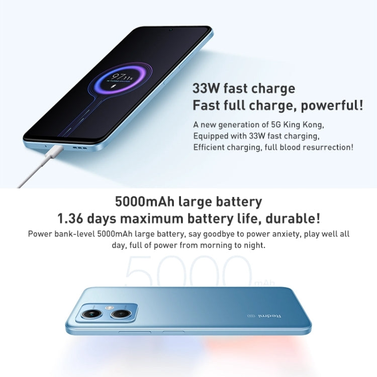 Xiaomi Redmi Note 12 5G, 48MP Camera, 6GB+128GB, Dual Back Cameras, 5000mAh Battery, Side Fingerprint Identification, 6.67 inch MIUI 13 Qualcomm Snapdragon 4 Gen1 Octa Core up to 2.0GHz, Network: 5G, Dual SIM, IR, Not Support Google Play(Black) - Xiaomi Redmi by Xiaomi | Online Shopping South Africa | PMC Jewellery