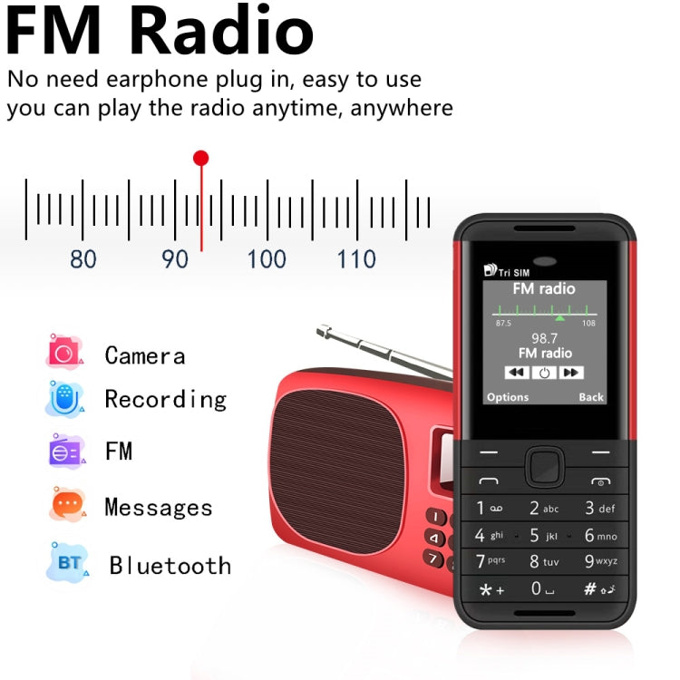 SERVO BM5310 Mini Mobile Phone, English Key, 1.33 inch, MTK6261D, 21 Keys, Support Bluetooth, FM, Magic Sound, Auto Call Record, GSM, Triple SIM (Red) - SERVO by SERVO | Online Shopping South Africa | PMC Jewellery