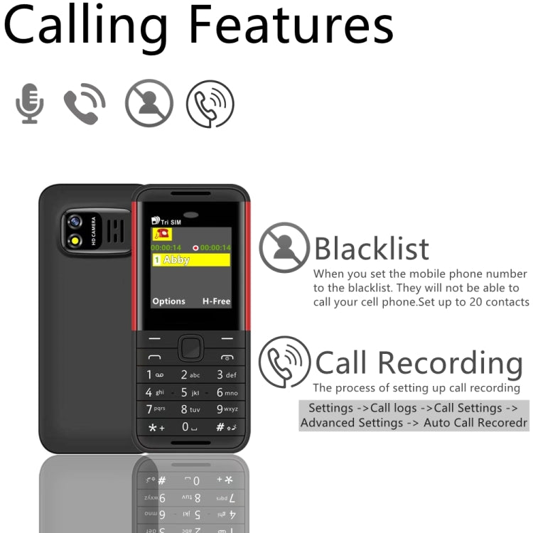 SERVO BM5310 Mini Mobile Phone, English Key, 1.33 inch, MTK6261D, 21 Keys, Support Bluetooth, FM, Magic Sound, Auto Call Record, GSM, Triple SIM (Red) - SERVO by SERVO | Online Shopping South Africa | PMC Jewellery