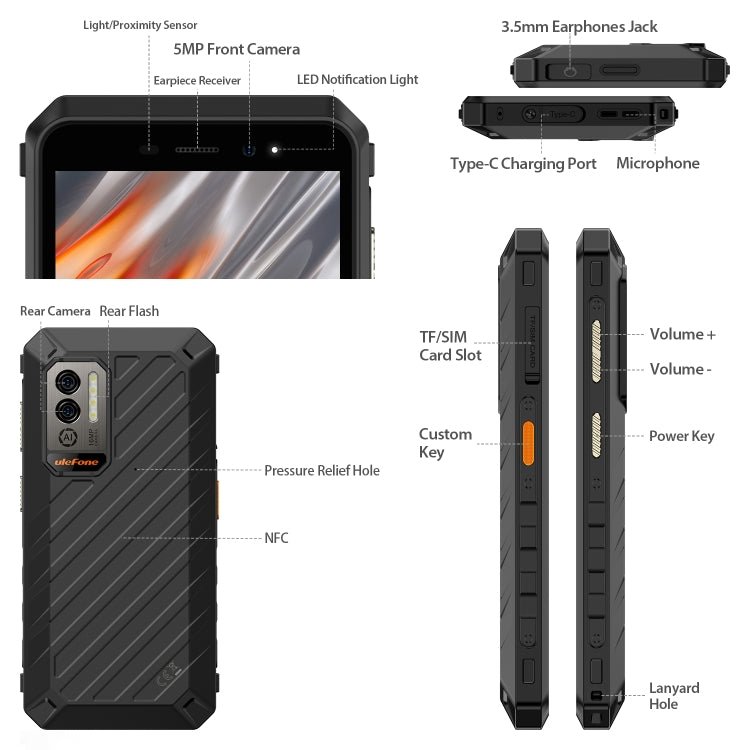 [HK Warehouse] Ulefone Power Armor X11 Rugged Phone, 4GB+32GB, IP68/IP69K Waterproof Dustproof Shockproof,  8150mAh Battery, 5.45 inch Android 13 MediaTek Helio A22 Quad Core up to 2.0GHz, Network: 4G, OTG, NFC, Global Version with Google Play(Black) - Ulefone by Ulefone | Online Shopping South Africa | PMC Jewellery