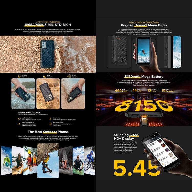 [HK Warehouse] Ulefone Power Armor X11 Rugged Phone, 4GB+32GB, IP68/IP69K Waterproof Dustproof Shockproof,  8150mAh Battery, 5.45 inch Android 13 MediaTek Helio A22 Quad Core up to 2.0GHz, Network: 4G, OTG, NFC, Global Version with Google Play(Black) - Ulefone by Ulefone | Online Shopping South Africa | PMC Jewellery