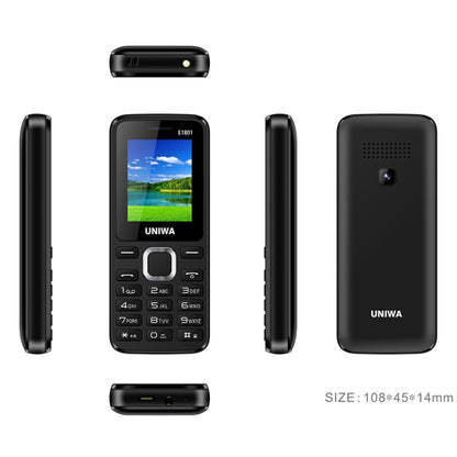 UNIWA E1801 Mobile Phone, 1.77 inch, 800mAh Battery, 21 Keys, Support Bluetooth, FM, MP3, MP4, GSM, Dual SIM(Black) - UNIWA by UNIWA | Online Shopping South Africa | PMC Jewellery