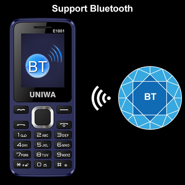 UNIWA E1801 Mobile Phone, 1.77 inch, 800mAh Battery, 21 Keys, Support Bluetooth, FM, MP3, MP4, GSM, Dual SIM(Blue) - UNIWA by UNIWA | Online Shopping South Africa | PMC Jewellery