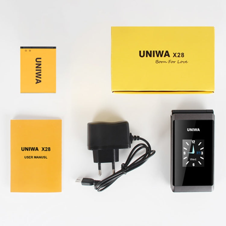 UNIWA X28 Dual-screen Flip Phone, 2.8 inch + 1.77 inch, MT6261D, Support Bluetooth, FM, SOS, GSM, Dual SIM(Black) - UNIWA by UNIWA | Online Shopping South Africa | PMC Jewellery