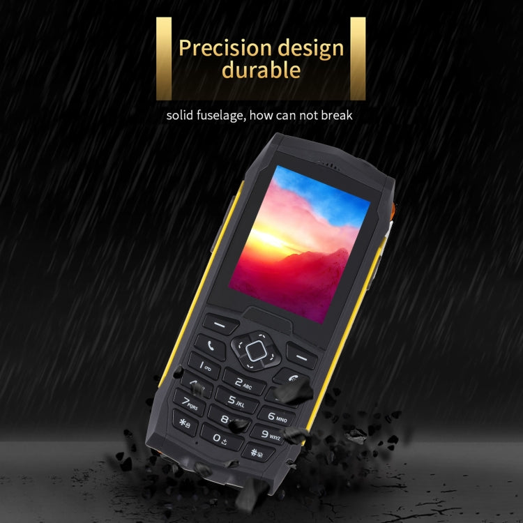 Rugtel R1D Rugged Phone, IP68 Waterproof Dustproof Shockproof, 2.4 inch, MTK6261D, 2000mAh Battery, Loud Box Speaker, FM, Network: 2G, Dual SIM(Yellow) - Others by Rugtel | Online Shopping South Africa | PMC Jewellery