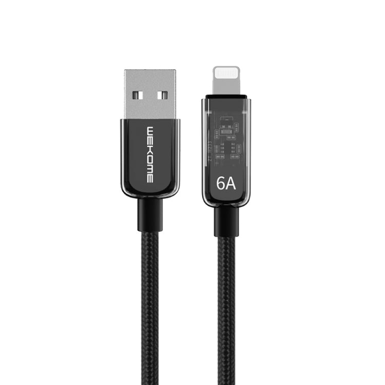 WK WDC-180 6A Pioneer Series USB to 8 Pin Transparent Fast Charge Data Cable, Length: 1m(Black) - Normal Style Cable by WK | Online Shopping South Africa | PMC Jewellery