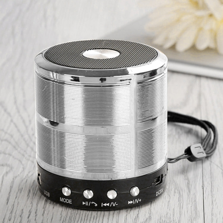 WS-887 Bluetooth Speaker with Lanyard, Support Hands-free Call & FM & U Disk & TF Card & AUX(Silver Grey) - Mini Speaker by PMC Jewellery | Online Shopping South Africa | PMC Jewellery